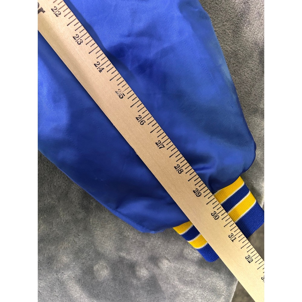 Vintage US Navy Satin Bomber Jacket Mens Blue Yellow King Louie Pro Fit - Picture 7 of 11